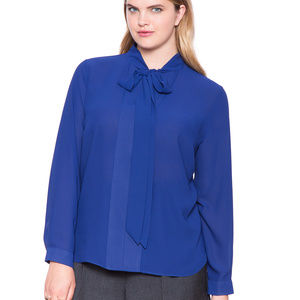Eloquii tie neck blouse navy size 18
